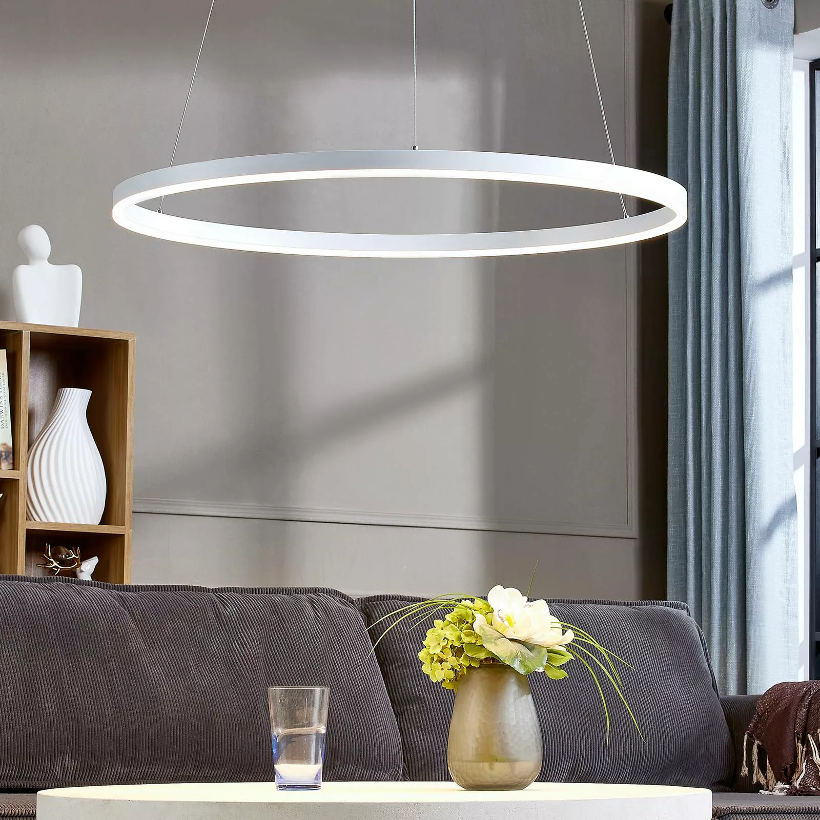 Arcchio LED-Hängeleuchte Albiona, weiß, 1 Ring, Ø 80 cm günstig online kaufen