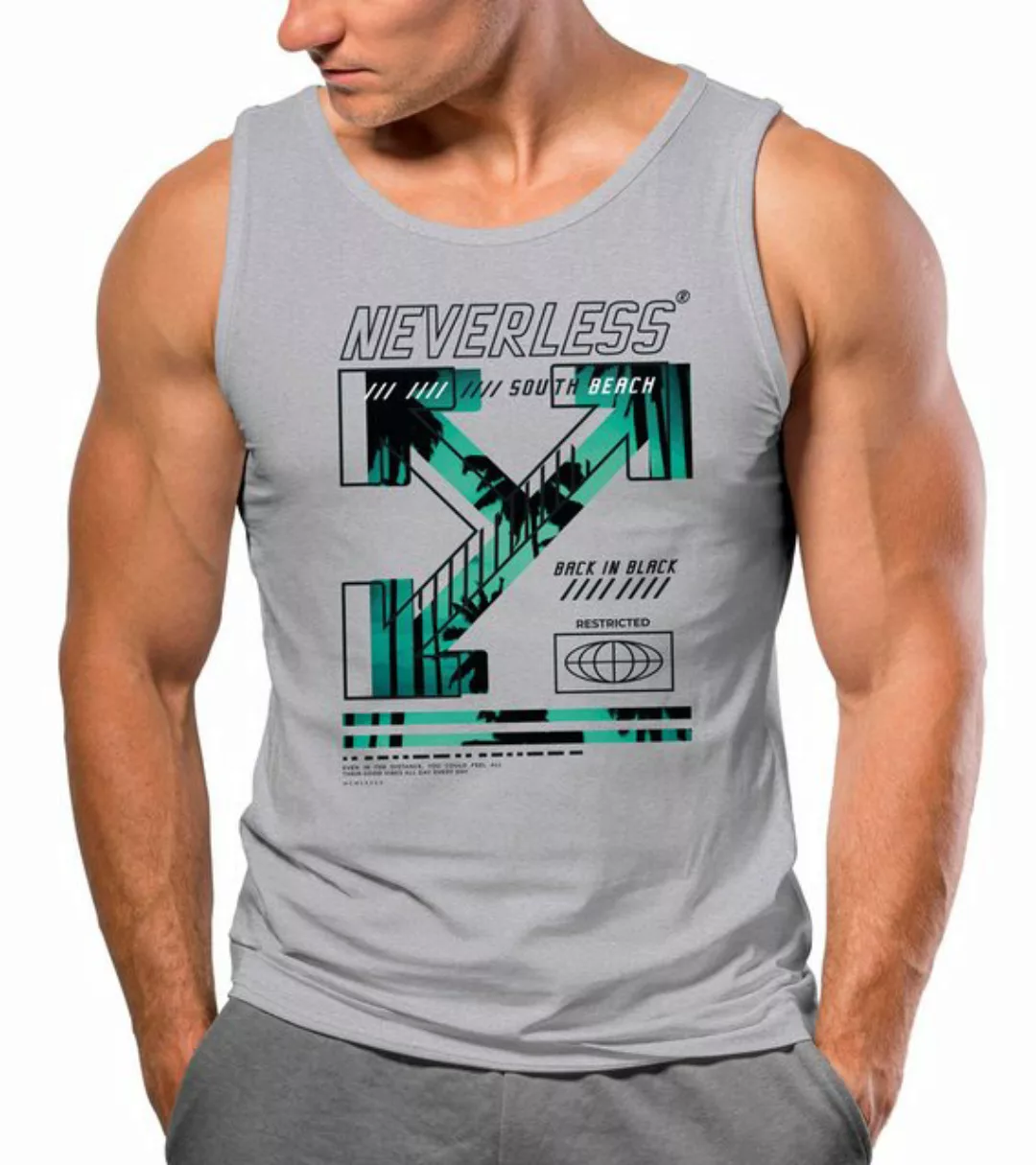 Neverless Tanktop Herren Tank-Top Text Print Aufdruck South Beach Techwear günstig online kaufen