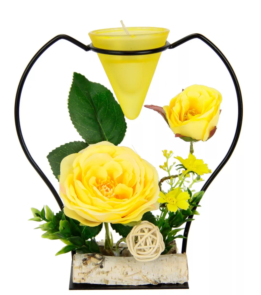 I.GE.A. Teelichthalter "Rose", Metall Glaseinsatz Teelichtkerze Kunstblumen günstig online kaufen