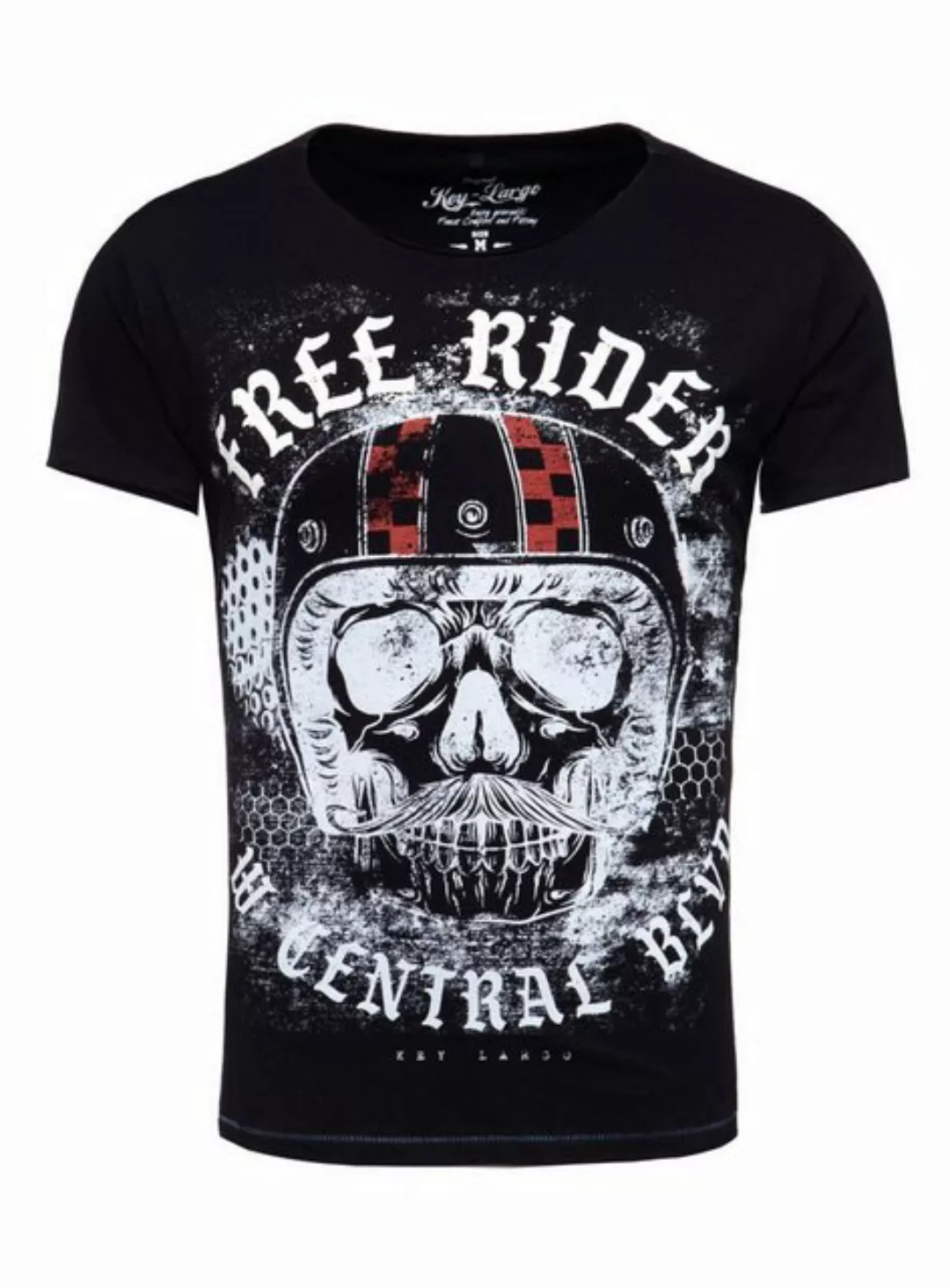 Key Largo T-Shirt für Herren Moustache Skull Totenkopf Print Motiv vintage günstig online kaufen