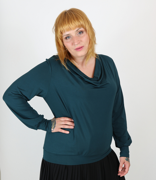 Elegantes Shirt - Sue Aus Bambus - Smaragd Und Schwarz günstig online kaufen