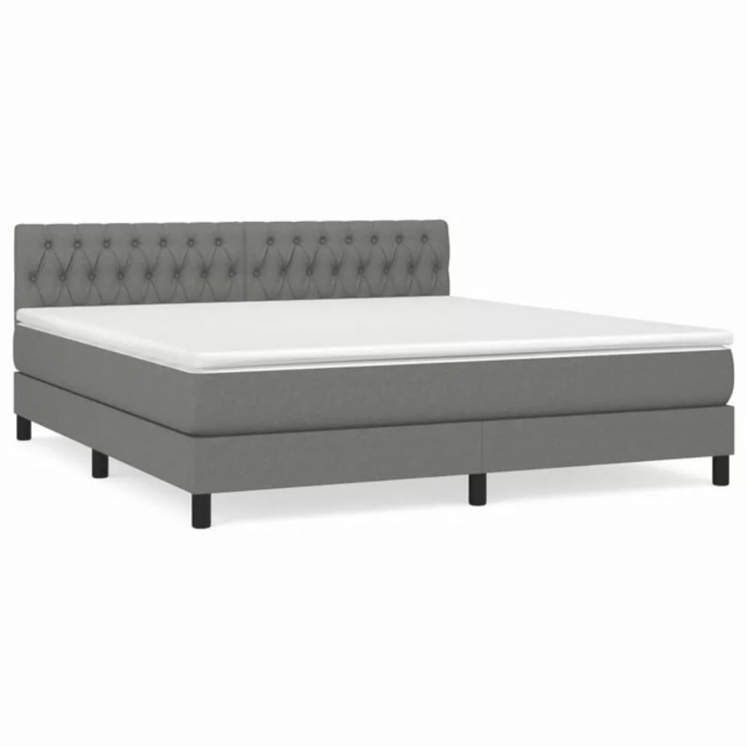 vidaXL Boxspringbett Boxspringbett mit Matratze Dunkelgrau 180x200 cm Stoff günstig online kaufen