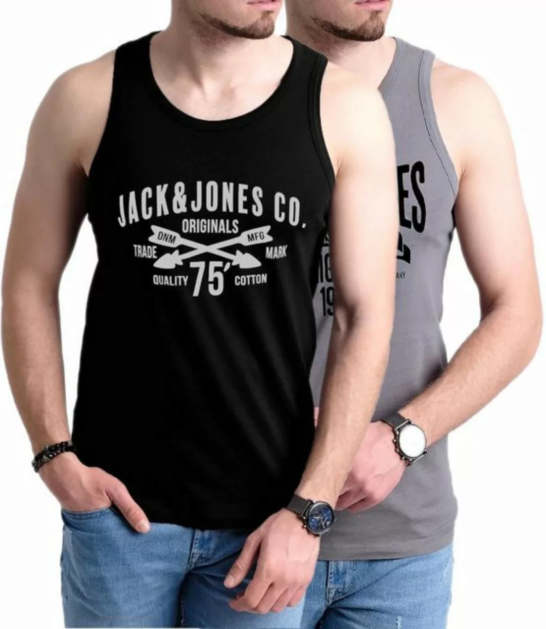 Jack & Jones Tanktop Bedrucktes Shirt aus Baumwolle (2er-Pack) mit Print günstig online kaufen