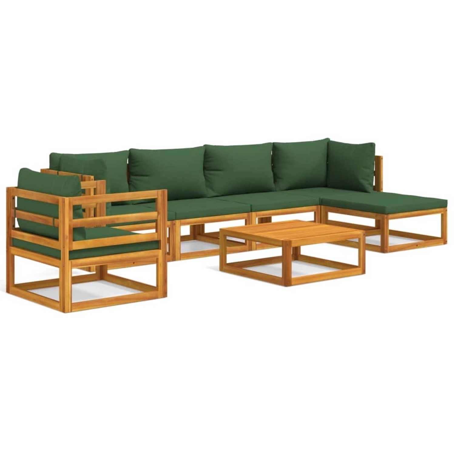 Vidaxl 7-tlg. Garten-lounge-set Mit Grünen Kissen Massivholz günstig online kaufen