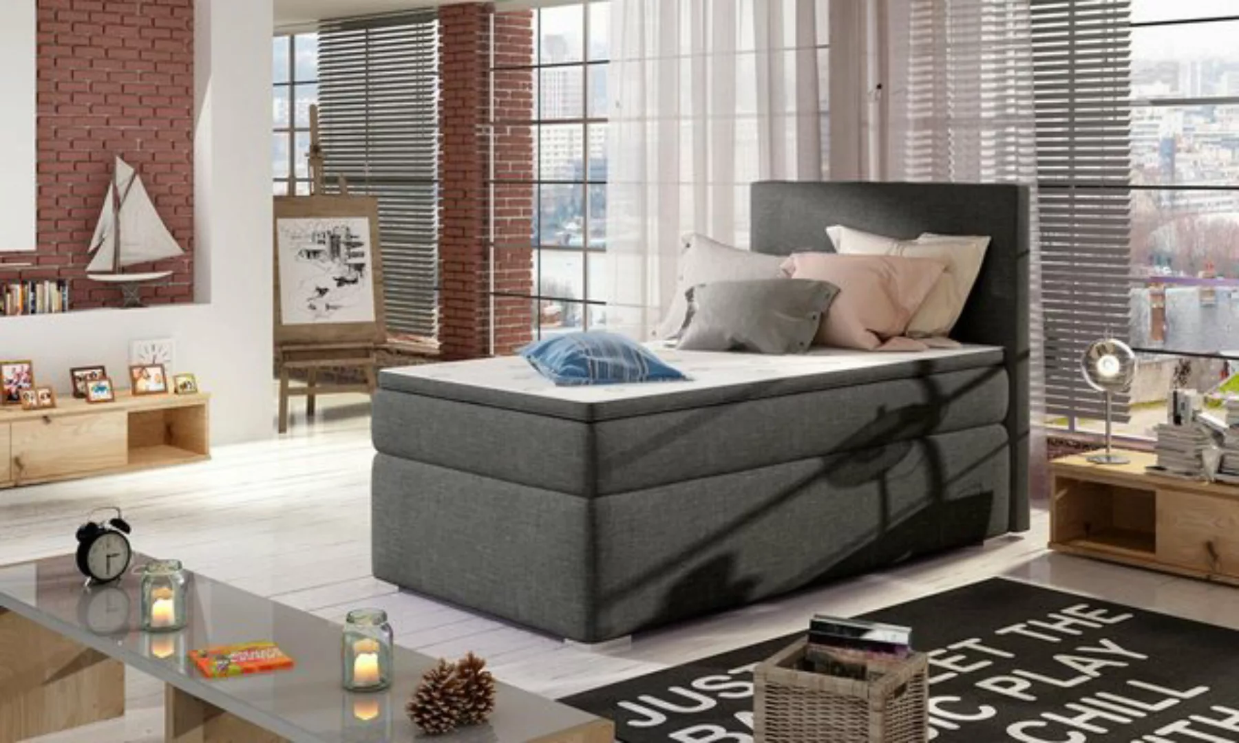 Luxusbetten24 Boxspringbett Relio 90x200, mit Stauraum günstig online kaufen