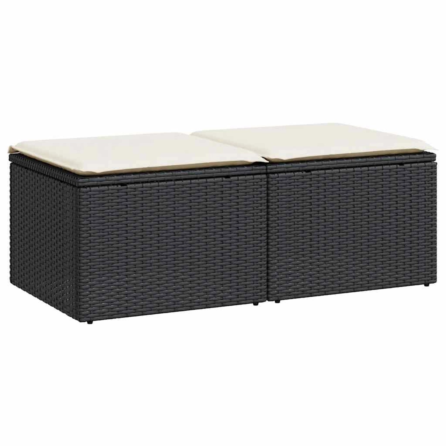 vidaXL 2-Tlg Garten-Sofagarnitur mit Kissen Schwarz Poly Rattan 3328679 günstig online kaufen