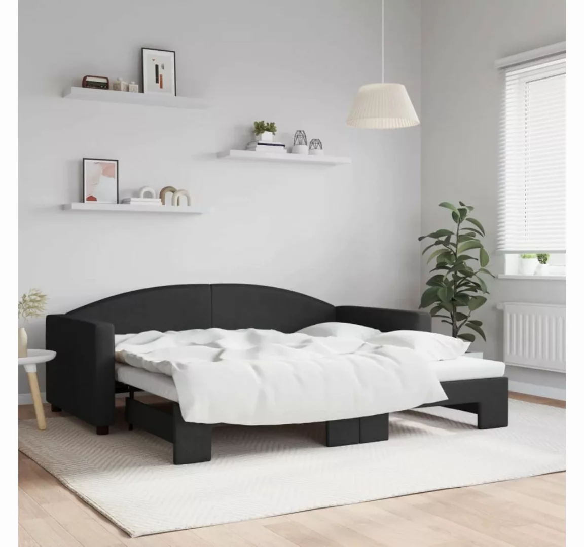 vidaXL Gästebett Gästebett Tagesbett Ausziehbar Schwarz 90x190 cm Stoff Bet günstig online kaufen