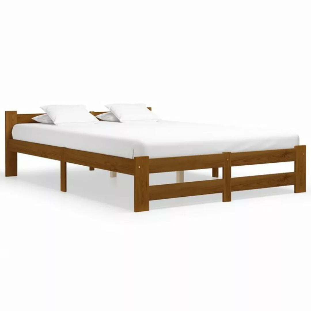 vidaXL Bettgestell Massivholzbett Honigbraun Kiefer 160x200 cm Doppelbett B günstig online kaufen