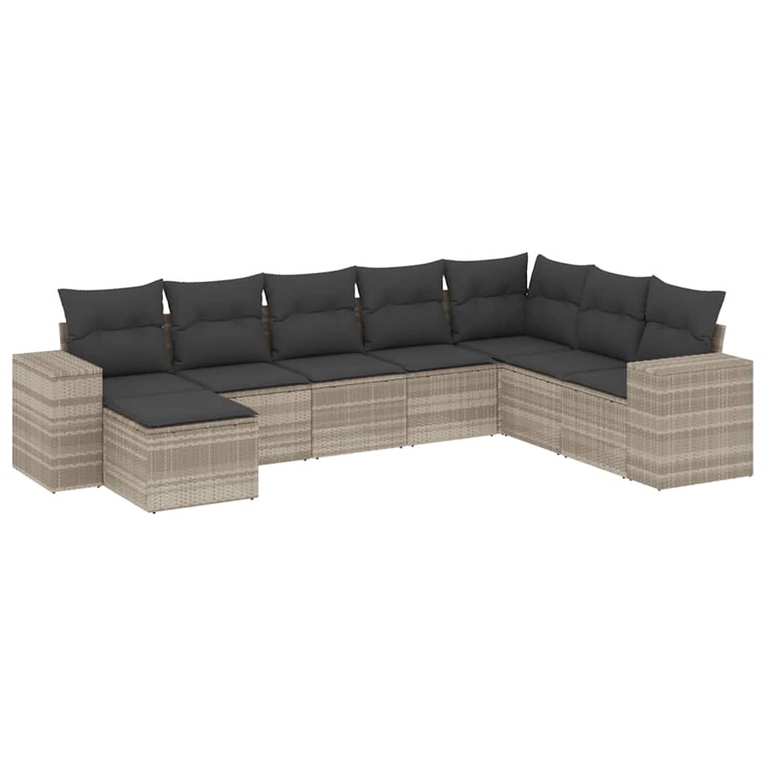 vidaXL 8-Tlg Garten-Sofagarnitur mit Kissen Hellgrau Poly Rattan 3222961 günstig online kaufen