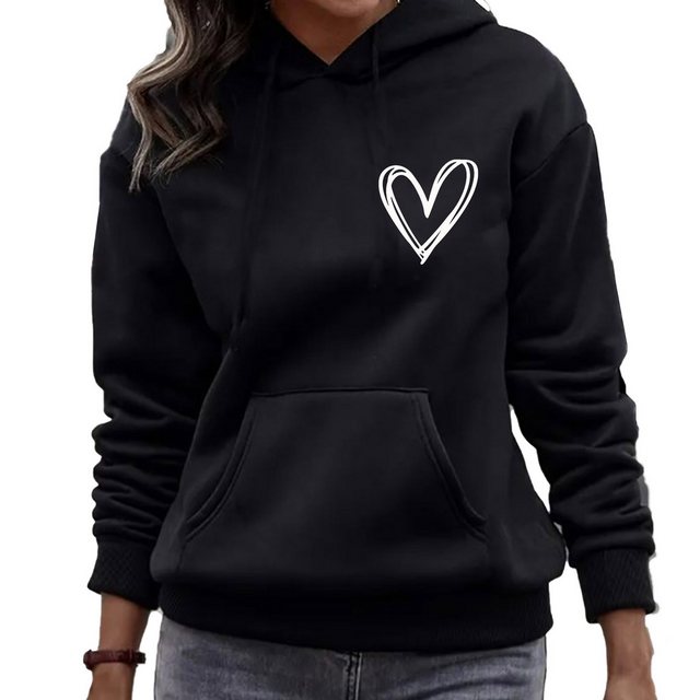 Banco Hoodie Damen Hoodie Love Liebe Herz Unifarbe Unifarben Größen XS - 6X günstig online kaufen