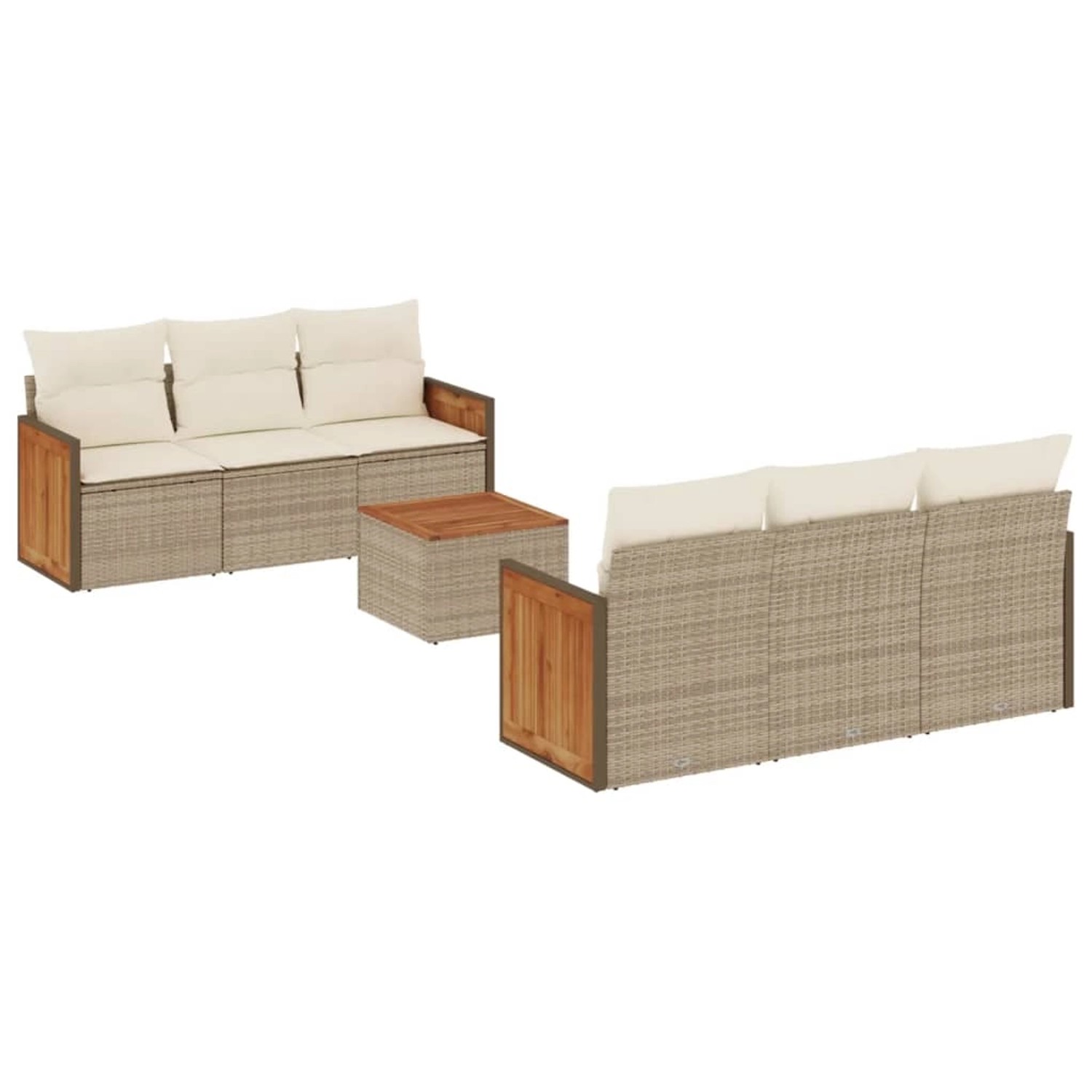 vidaXL 7-Tlg Garten-Sofagarnitur mit Kissen Beige Poly Rattan 3227472 günstig online kaufen