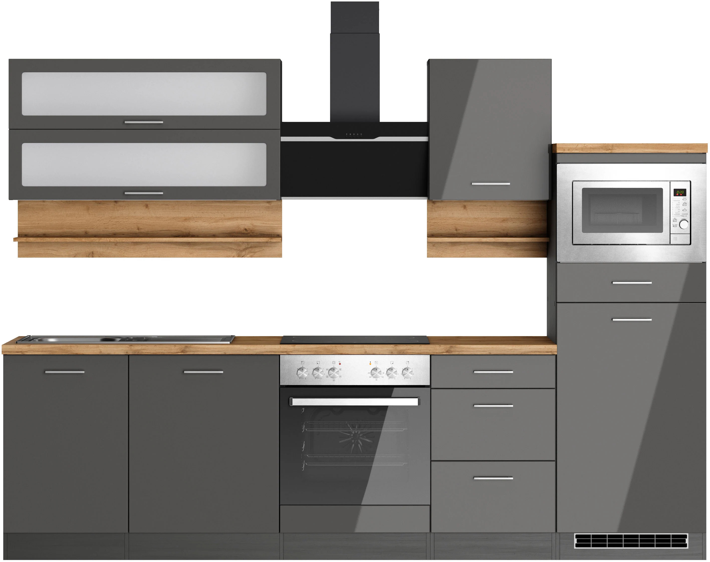 KOCHSTATION Küchenzeile "KS-Milan", 280 cm breit, robuste Metallauszüge, vi günstig online kaufen