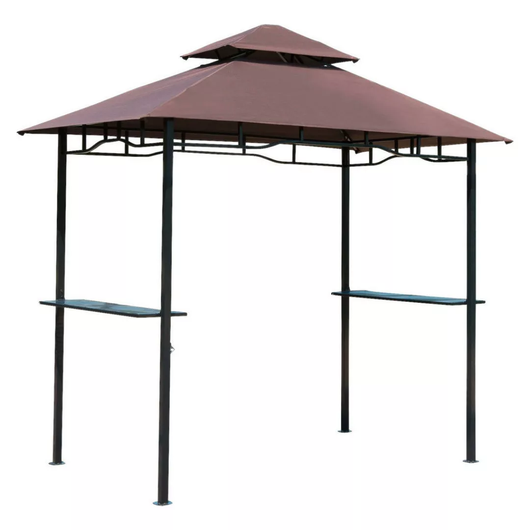 Outsunny Grillpavillon mit Doppeldach braun/schwarz günstig online kaufen