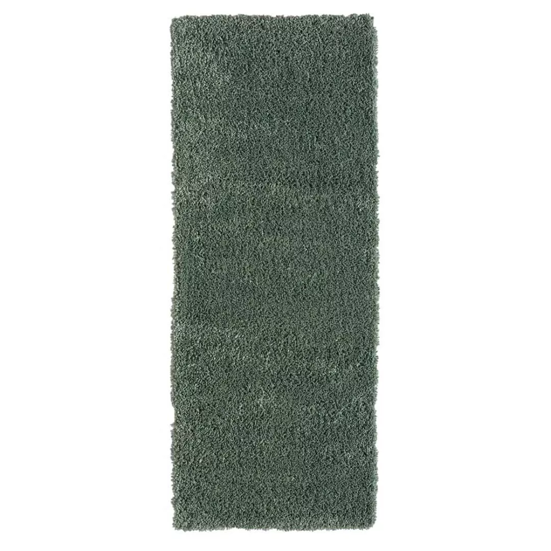 Grüner Shaggy Hochflor Teppich in modernem Design auch Läufer günstig online kaufen