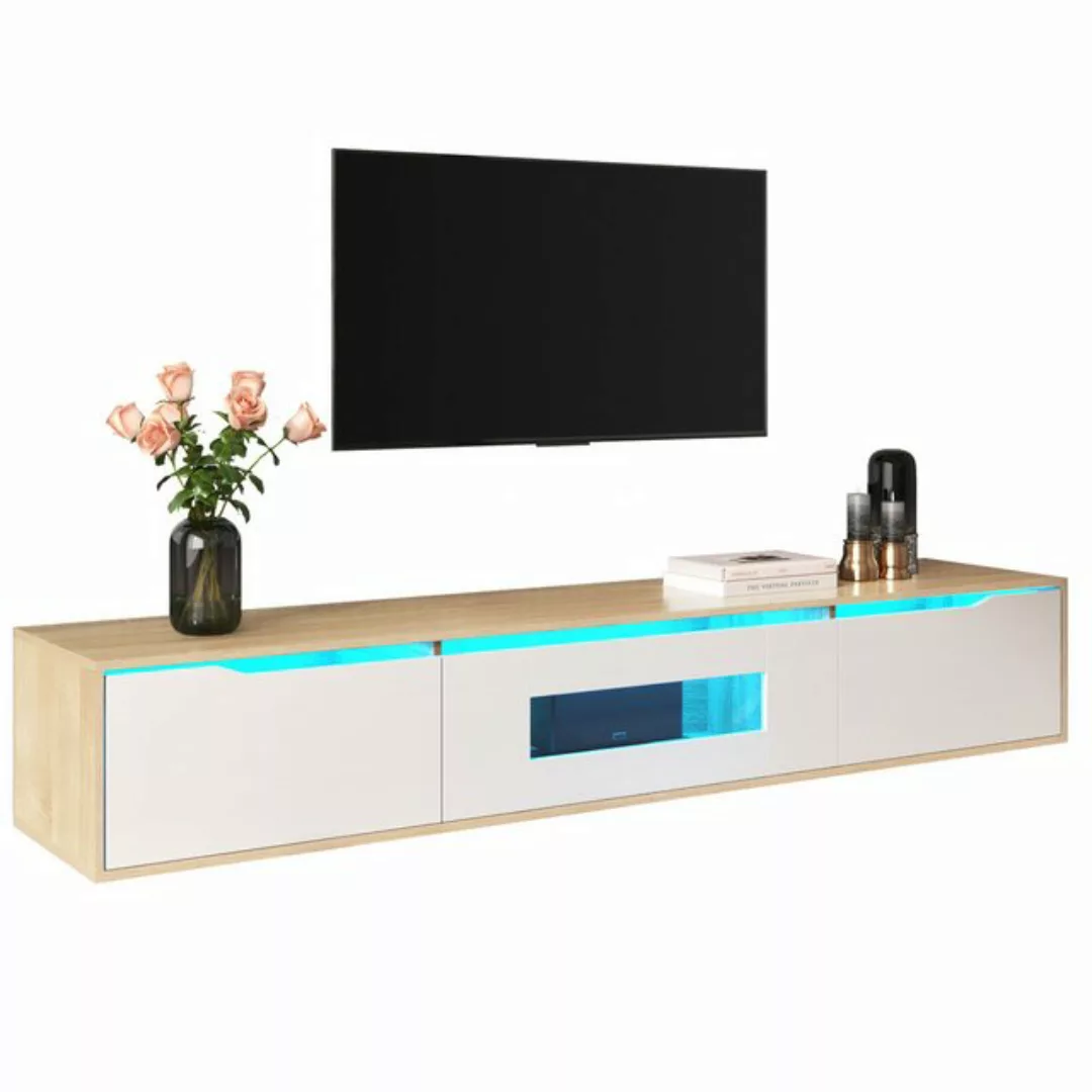 MODFU TV-Schrank Lowboard Hochglanz, mit farbwechselndem LED-Licht, Klapptü günstig online kaufen
