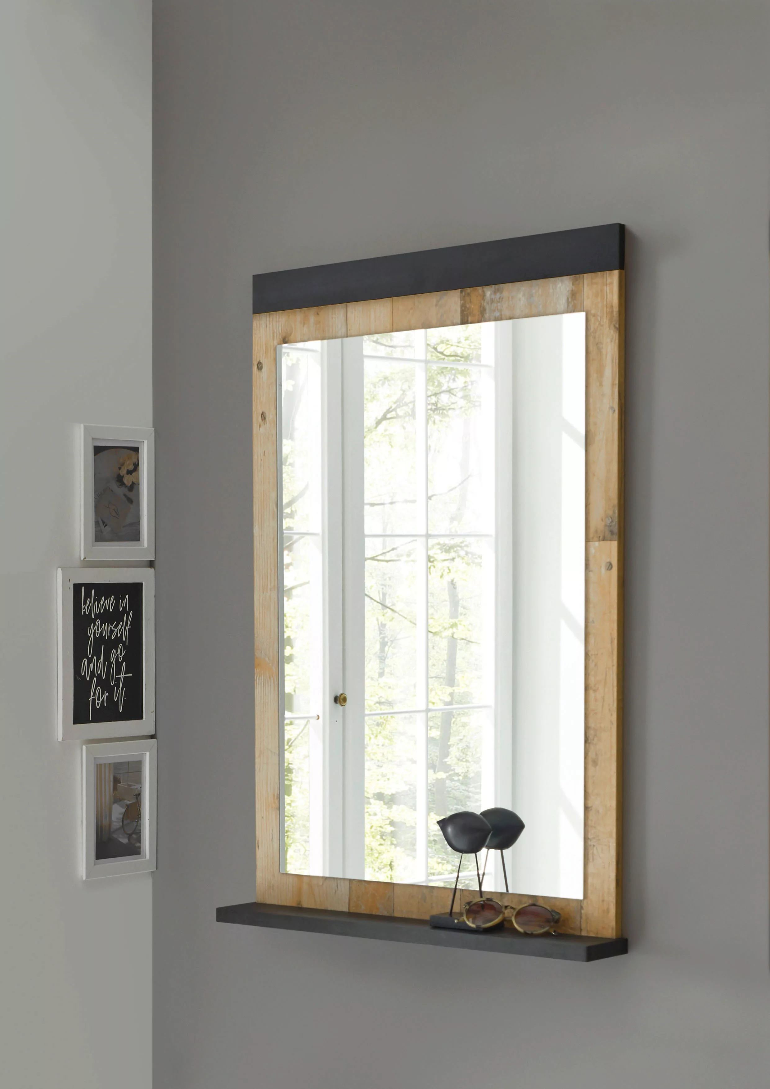 Home affaire Wandspiegel "SHERWOOD", in modernem Holz Dekor, Höhe 95 cm günstig online kaufen