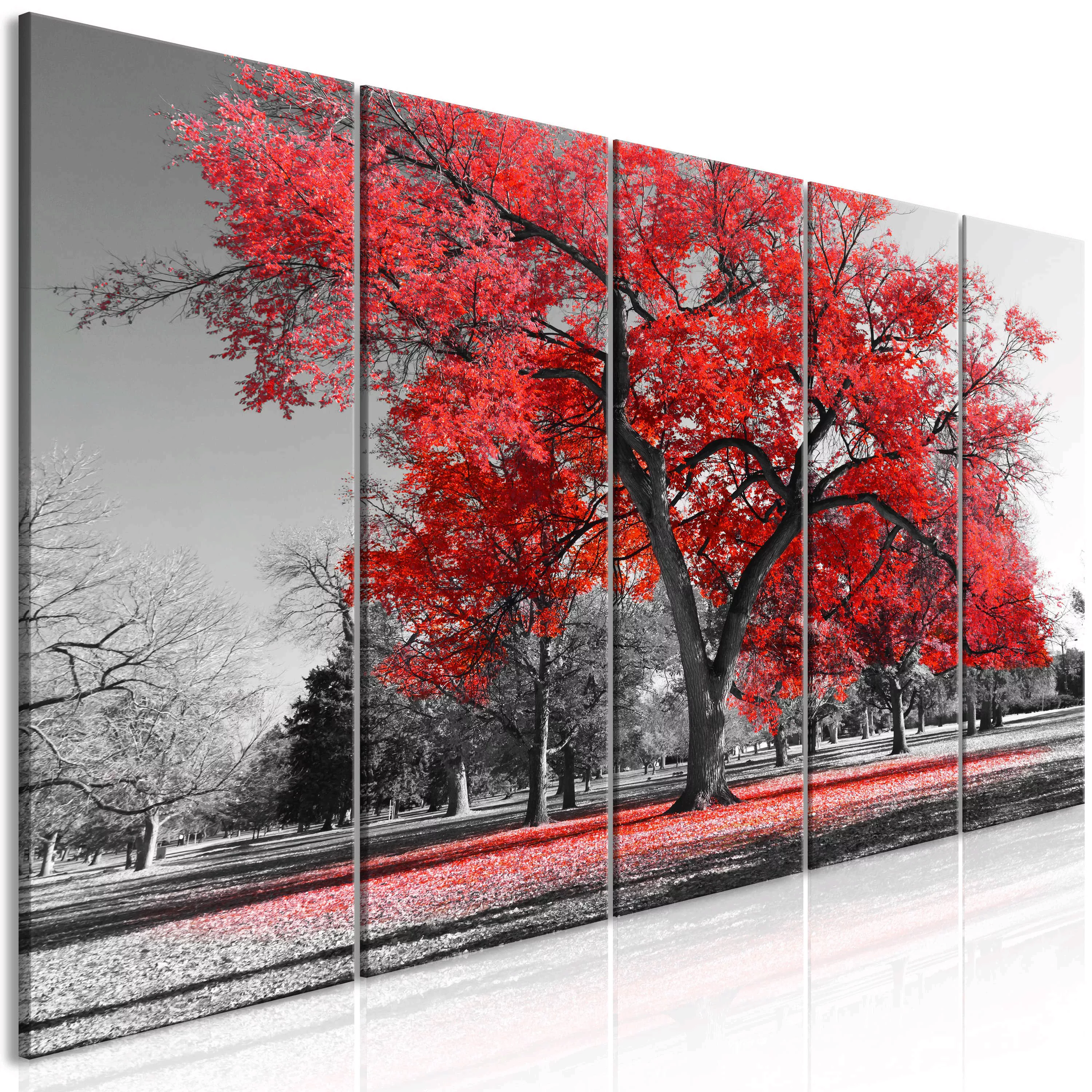 Wandbild - Autumn in the Park (5 Parts) Narrow Red günstig online kaufen