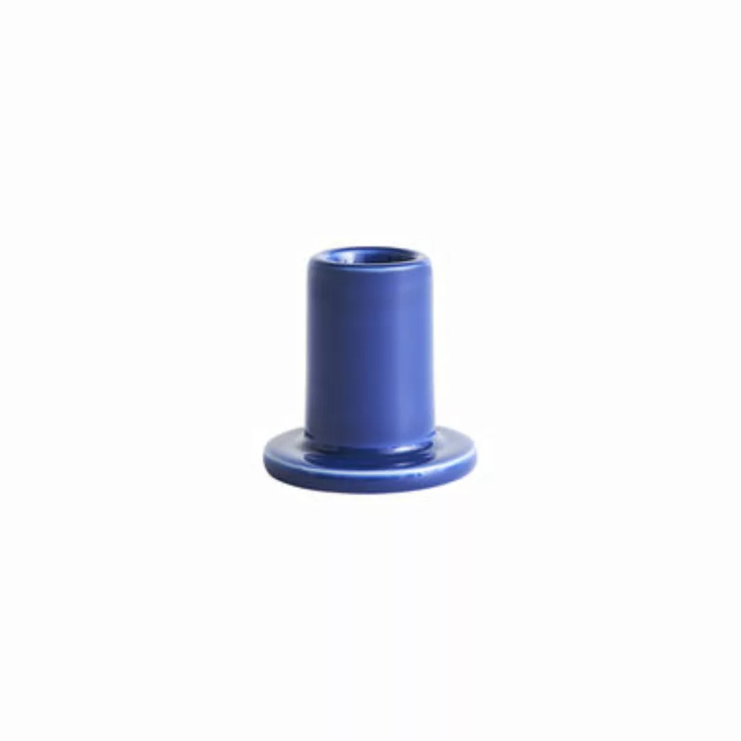 Kerzenleuchter Tube Small keramik blau / H 5 cm - Hay - Blau günstig online kaufen