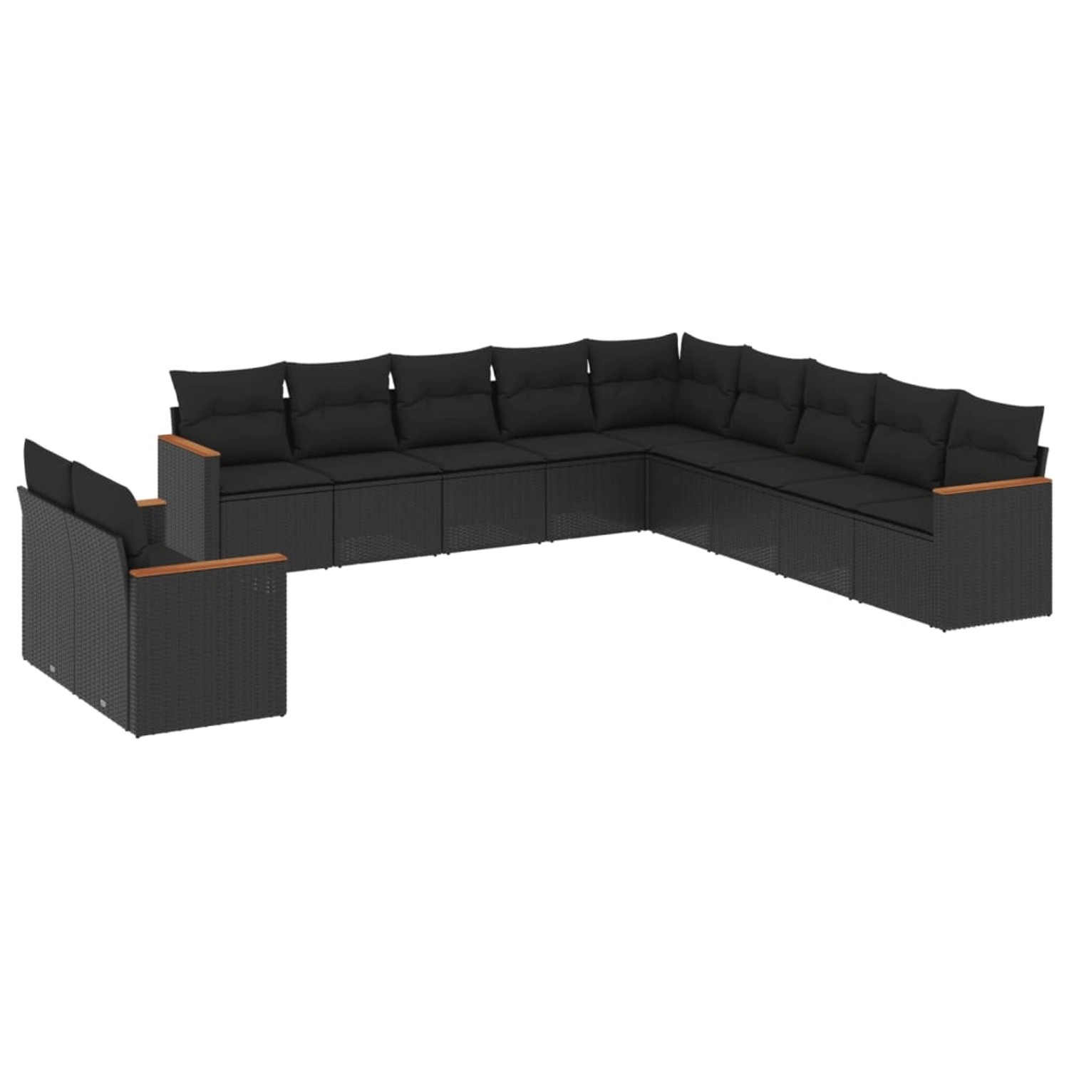 vidaXL 11-Tlg Garten-Sofagarnitur mit Kissen Schwarz Poly Rattan 3226125 günstig online kaufen