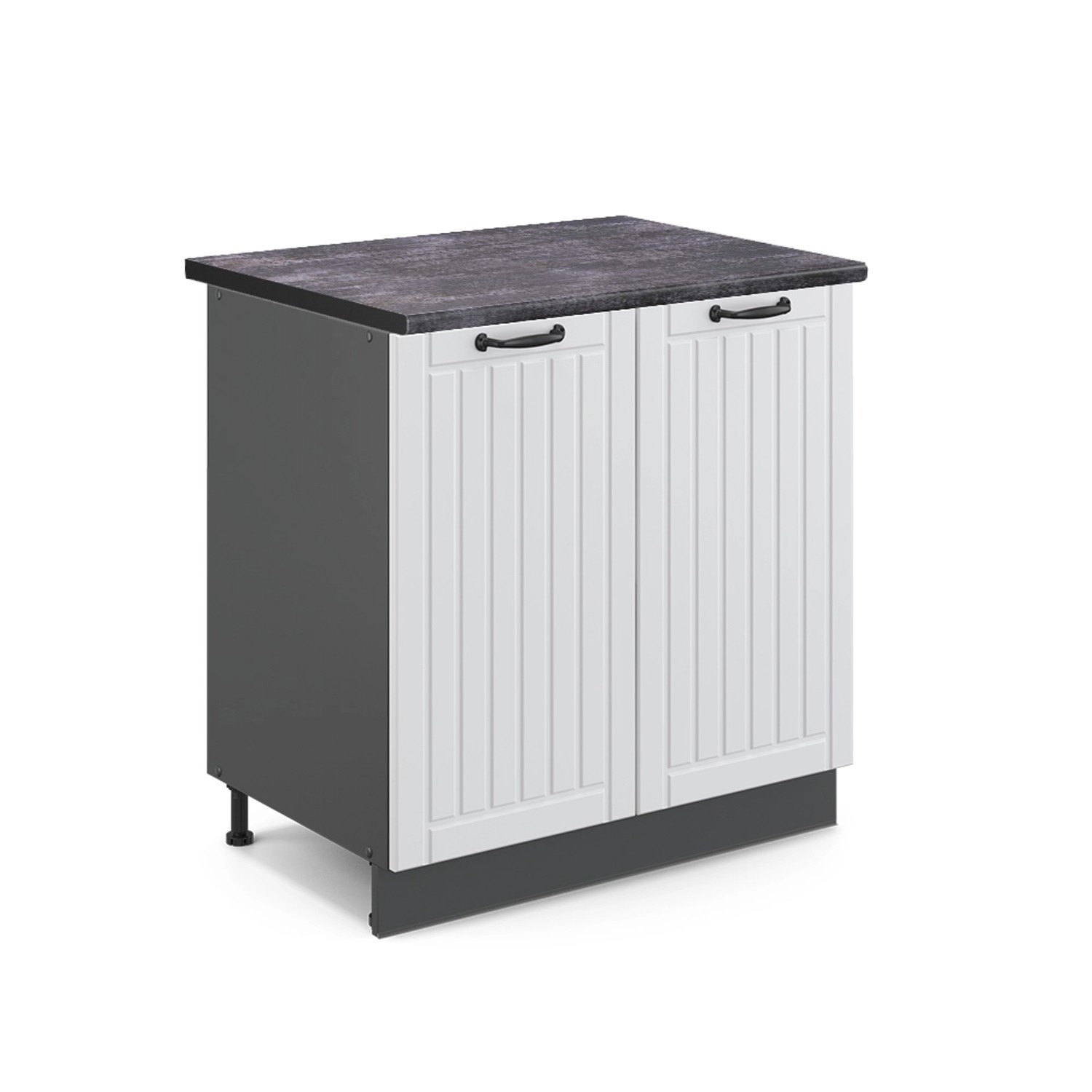 Vicco Spülenunterschrank Fame-Line Weiß Landhaus/Anthrazit 80 cm mit Regal günstig online kaufen