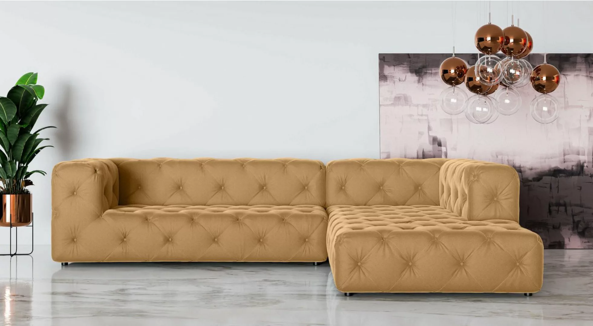 Places of Style Ecksofa FOLLINA, L-Form, mit klassischer Chesterfield-Knopf günstig online kaufen