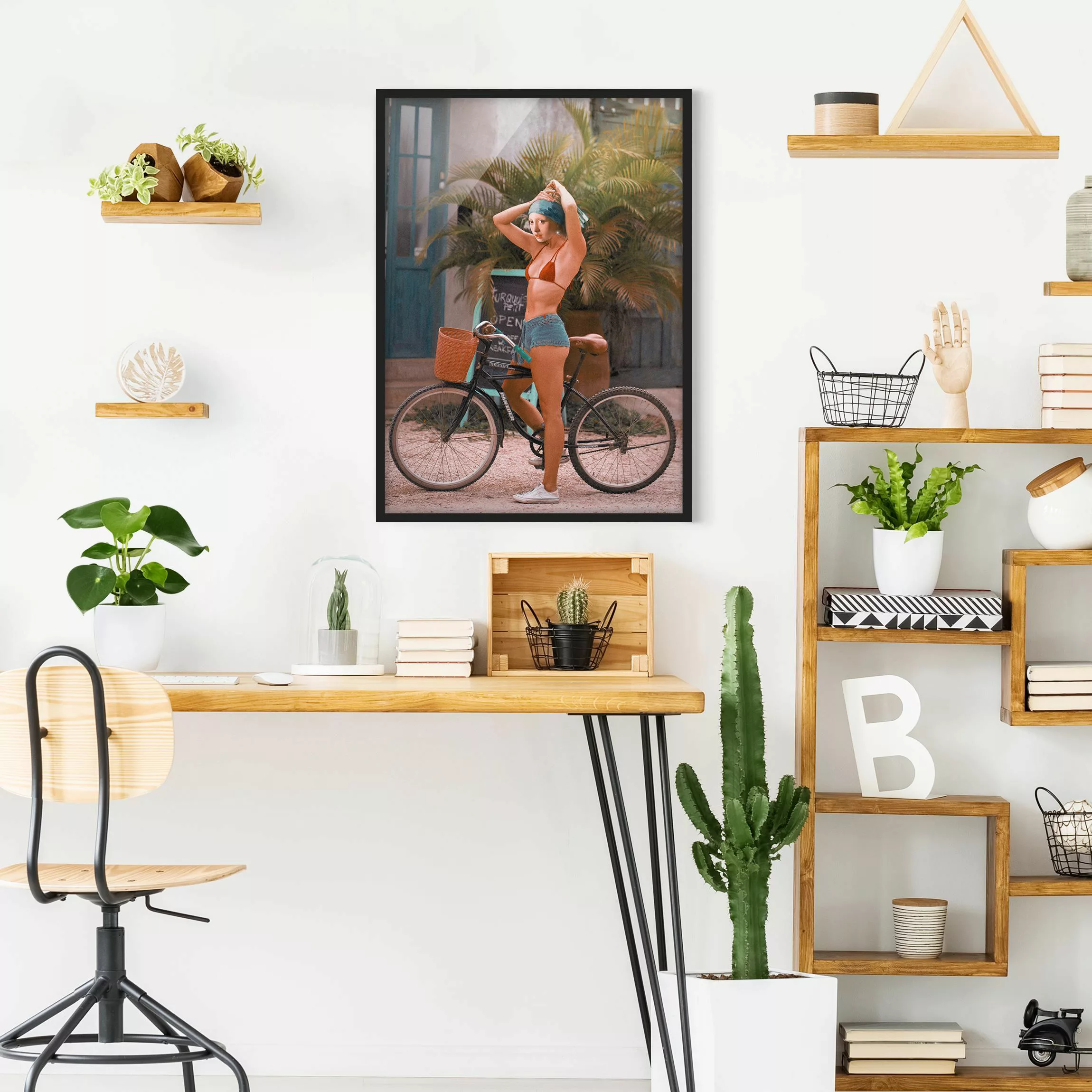 Bild mit Rahmen Fahrrad Mädchen günstig online kaufen