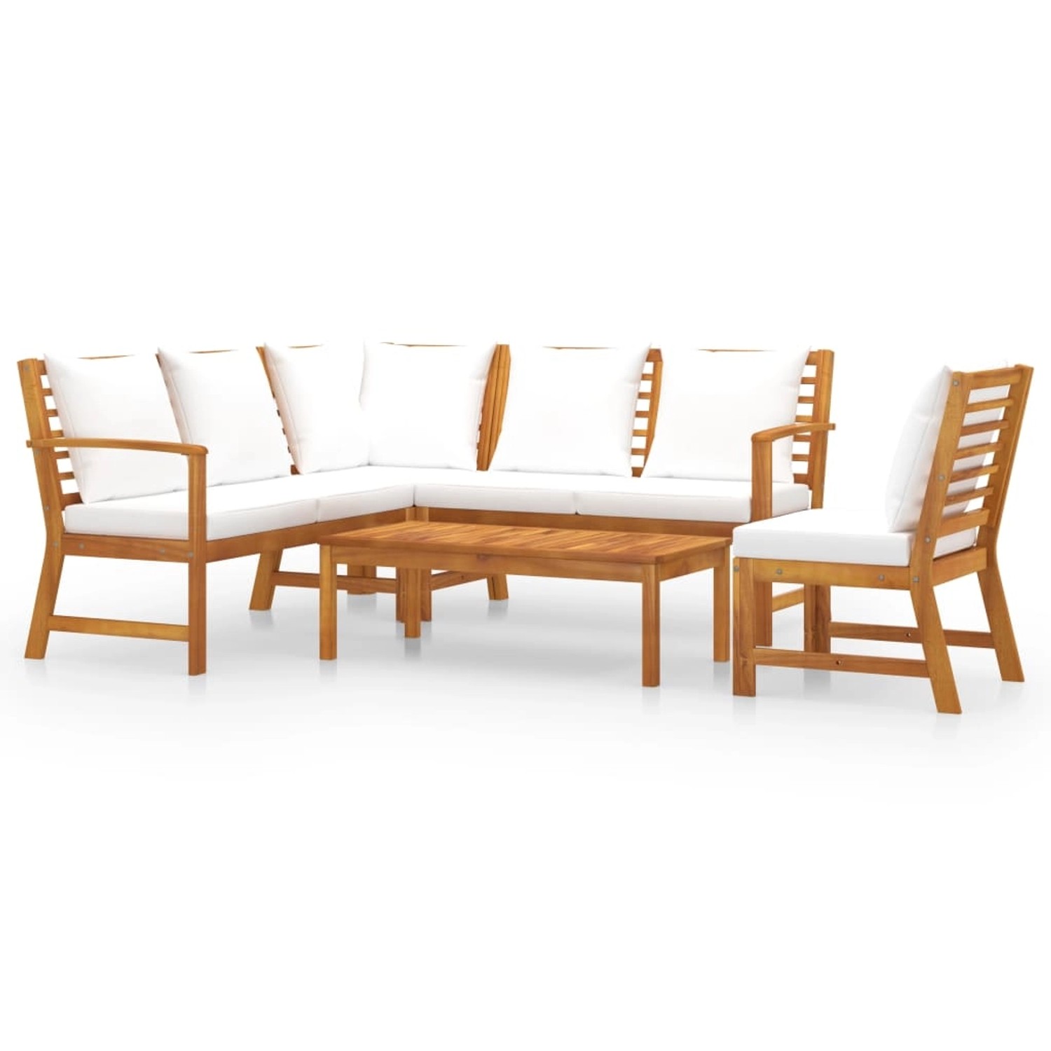 5-tlg. Garten-lounge-set Mit Auflagen Creme Massivholz Akazie günstig online kaufen