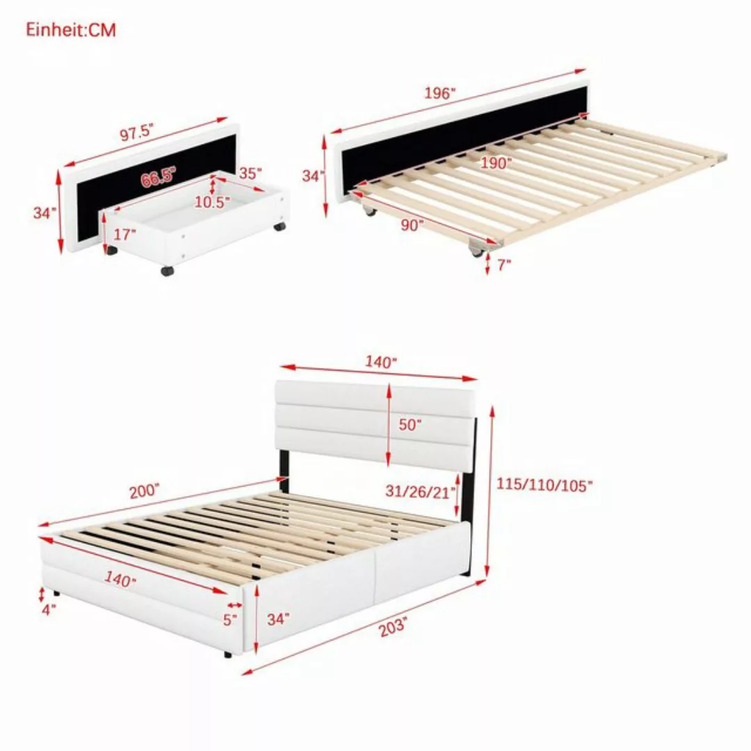 Celya Polsterbett Bettgestell 140 x 200 cm Plattform Bett, mit Räummaschine günstig online kaufen
