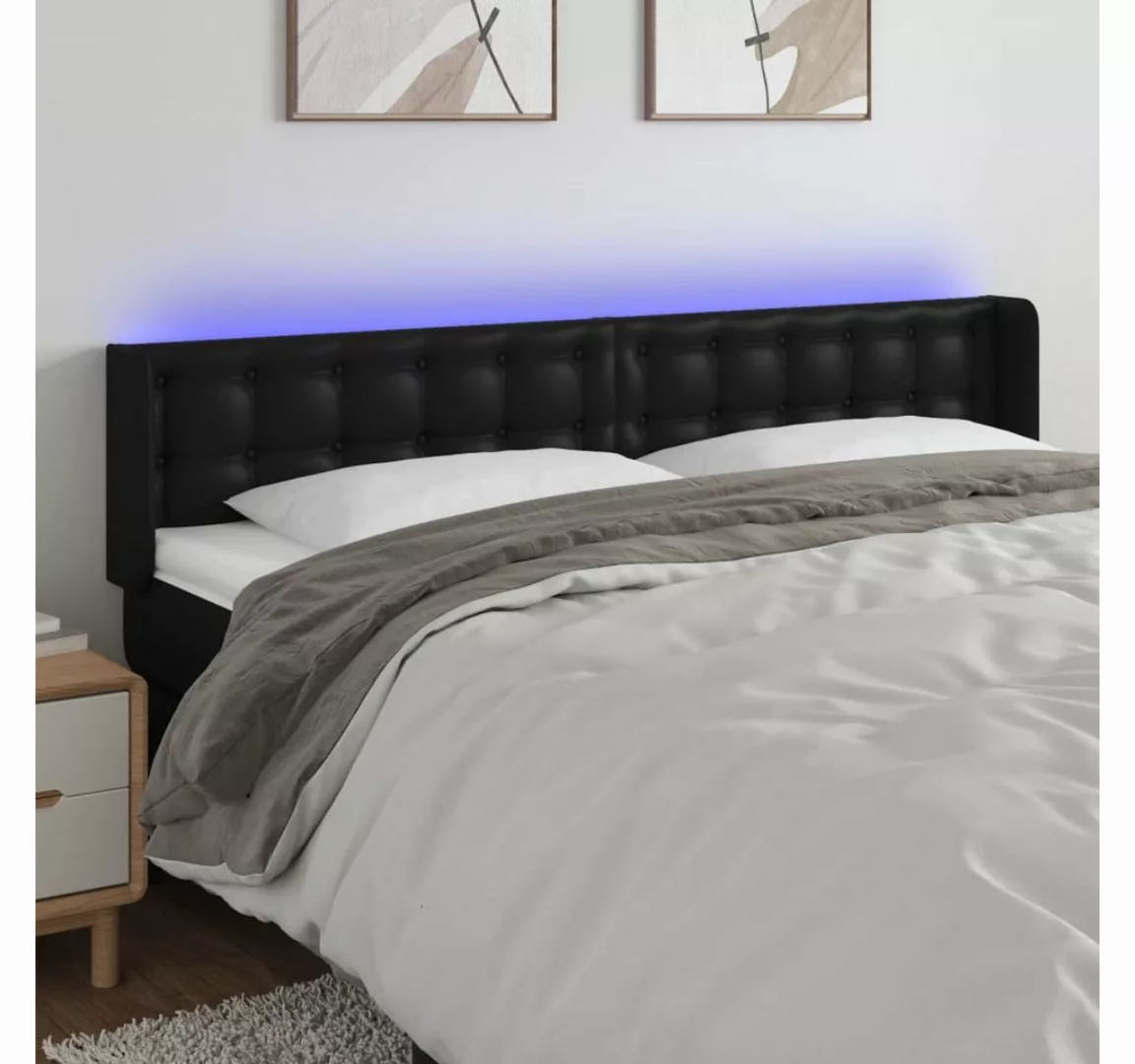 vidaXL Bett, LED Kopfteil Schwarz 163x16x78/88 cm Kunstleder günstig online kaufen