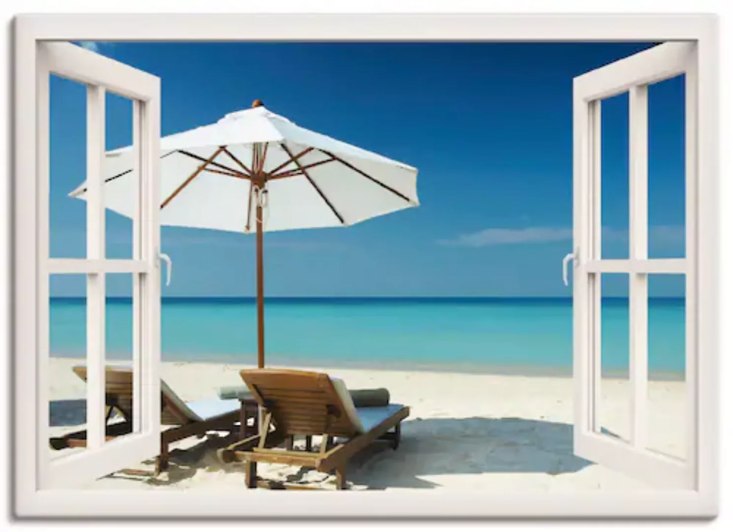 Artland Wandbild »Fensterblick - Zwei Liegestühle«, Fensterblick, (1 St.) günstig online kaufen