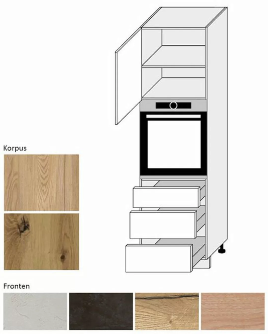 Feldmann-Wohnen Backofenumbauschrank Malmo (1-St) 60cm artisan eiche Frontf günstig online kaufen