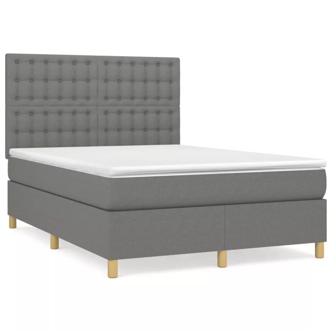 Vidaxl Boxspringbett Mit Matratze Dunkelgrau 140x200 Cm Stoff günstig online kaufen