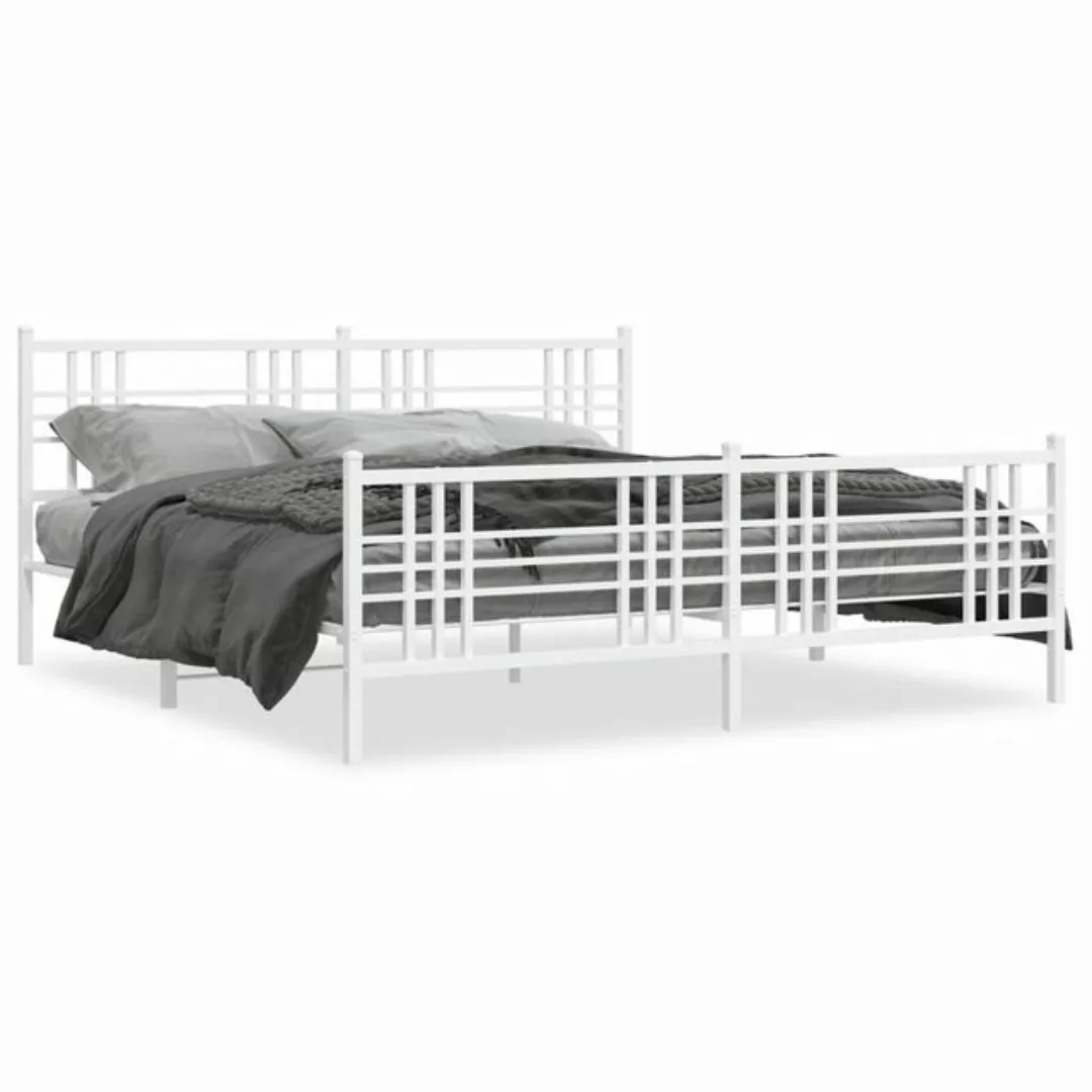 vidaXL Bett Bettgestell mit Kopf- und Fußteil Metall Weiß 183x213 cm günstig online kaufen