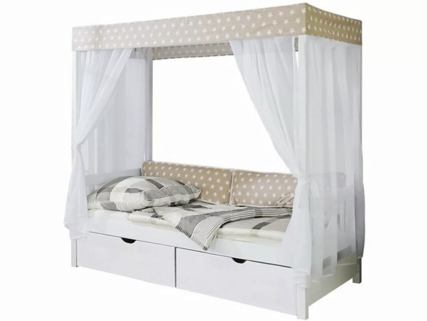 TICAA "Himmelbett ""Beige"" 310 Kiefer Weiß (Beige/Weiß Stern)" weiß Gr. 90 günstig online kaufen