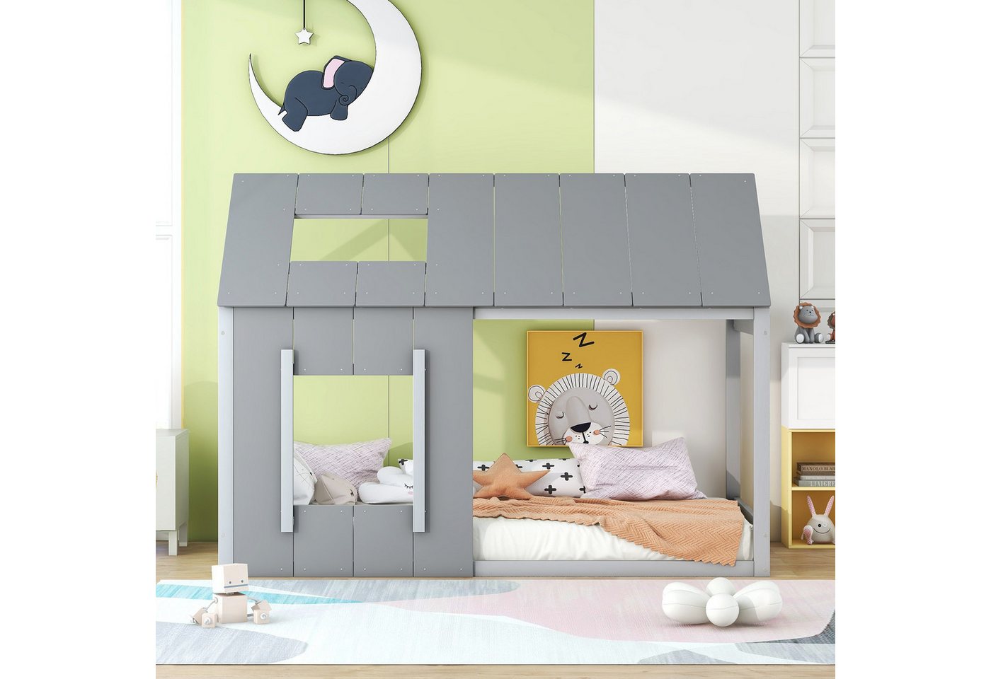 MODFU Kinderbett Einzelbett Kinderbett Hausbett (Kinderbett in Hausform, Ei günstig online kaufen