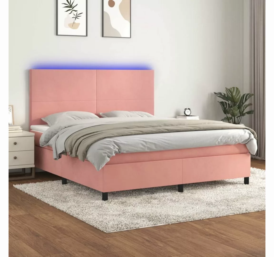 vidaXL Boxspringbett Boxspringbett mit Matratze & LED Samt (160 x 200 cm, R günstig online kaufen