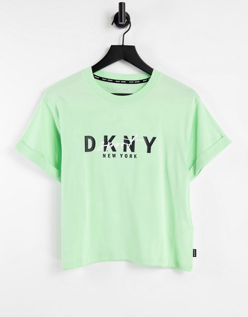 DKNY – T-Shirt in Minzgrün mit Logo günstig online kaufen