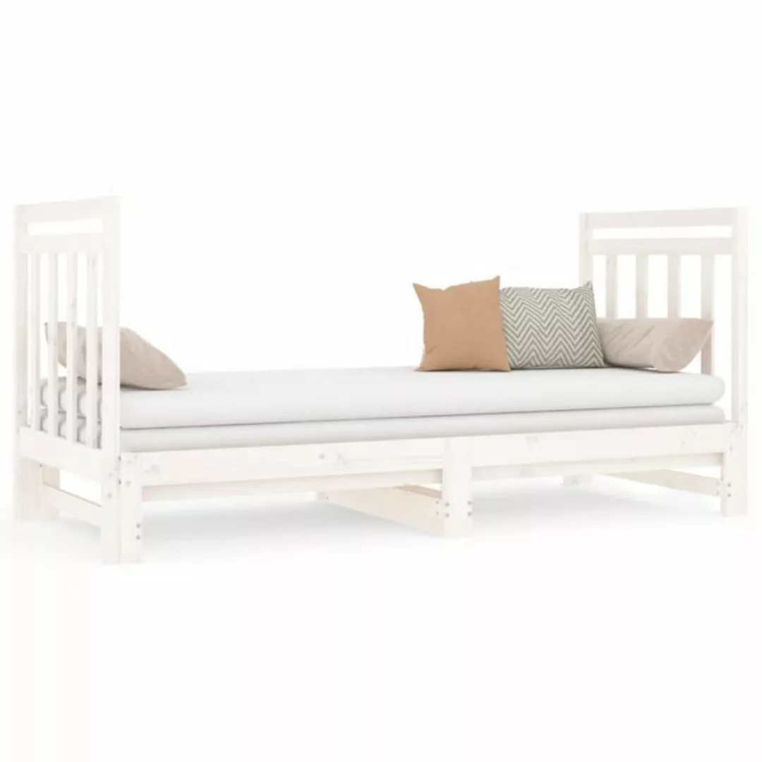 vidaXL Gästebett Gästebett Tagesbett Ausziehbar Weiß 2x90x190 cm Massivholz günstig online kaufen