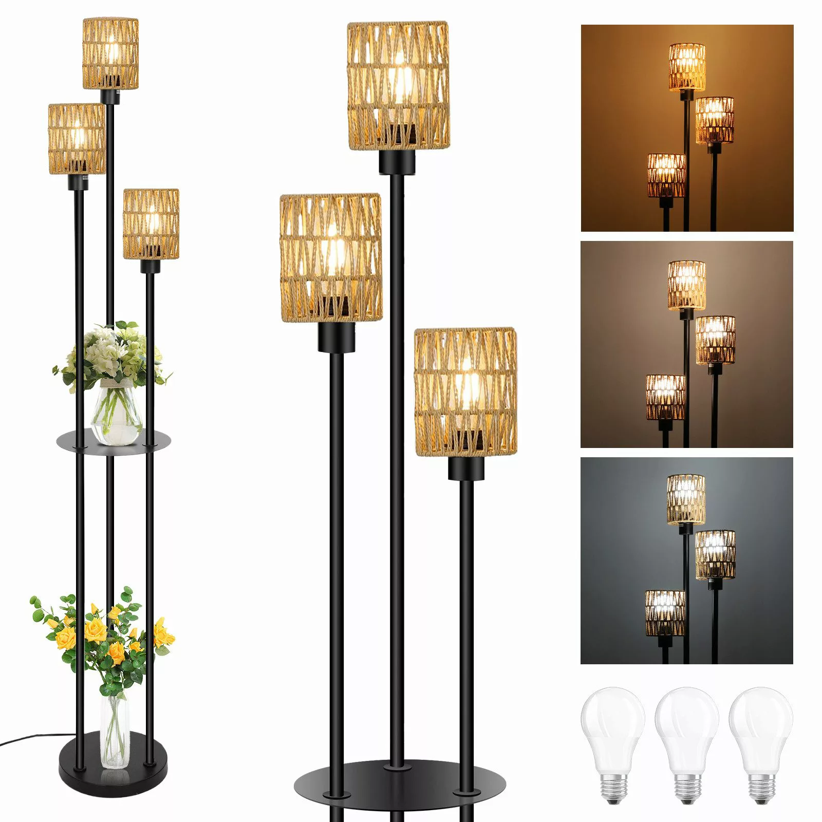 Sunicol Stehlampe Rattan Stehlampe mit Metall günstig online kaufen