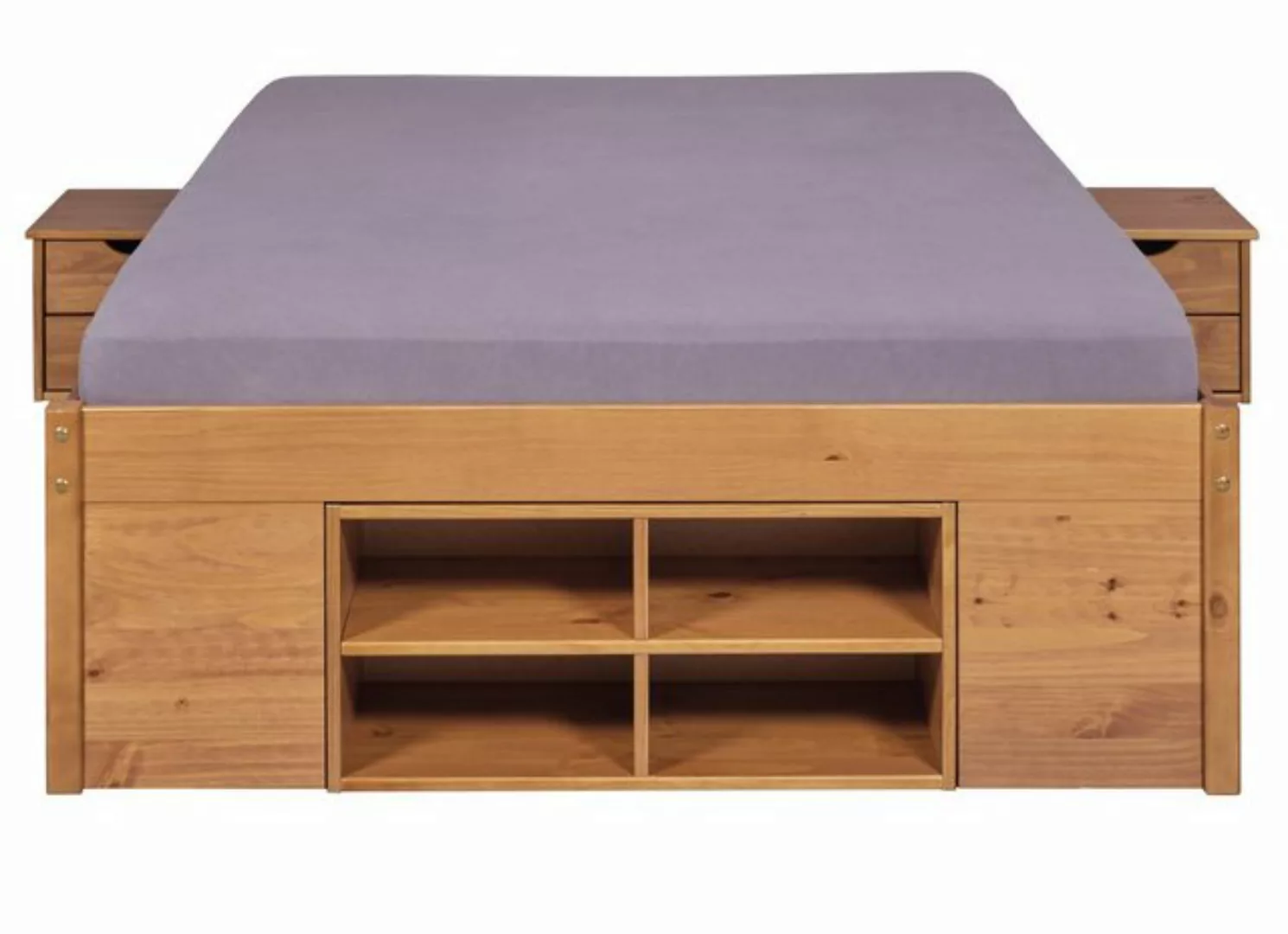 Inter Link Funktionsbett Till 180x200 braun, aus massivem Holz, mit Rollros günstig online kaufen