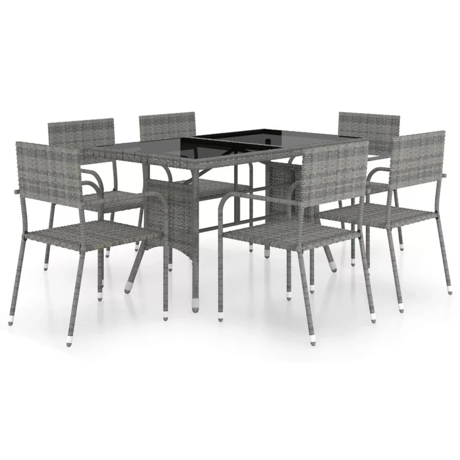 vidaXL 7-tlg Garten-Essgruppe Poly Rattan Anthrazit und Grau Modell 5 günstig online kaufen