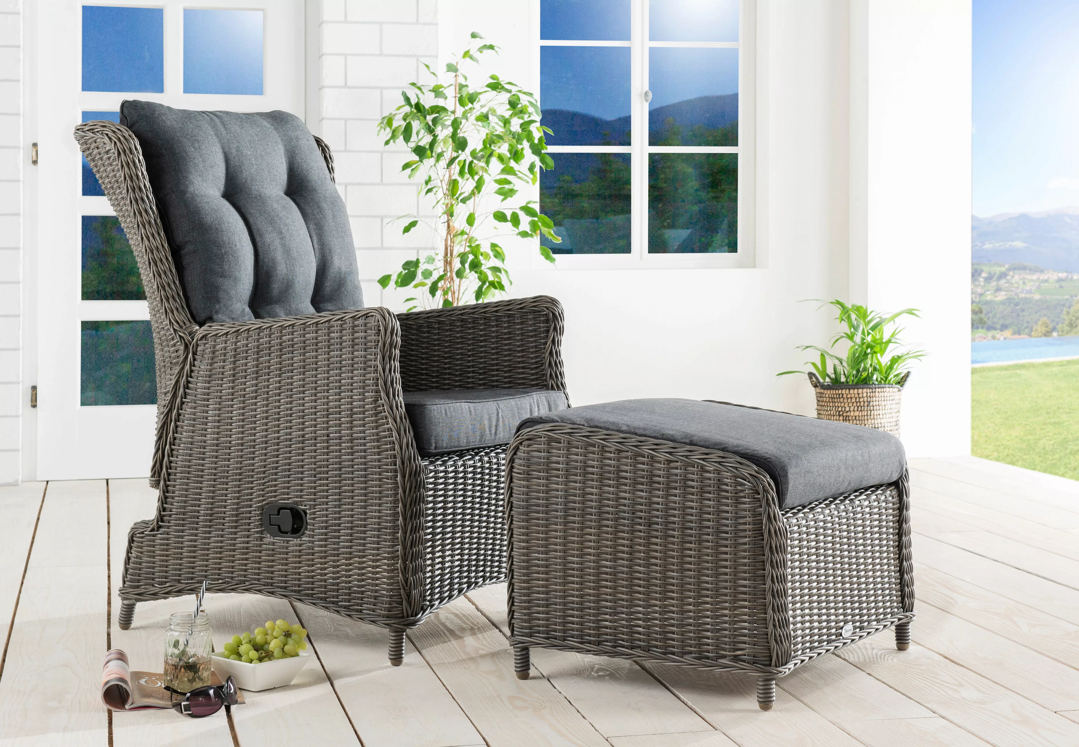 Destiny Gartenlounge-Set "CASA RELAX CASA", (4 tlg., 1x Sessel, 1x Fußhocke günstig online kaufen