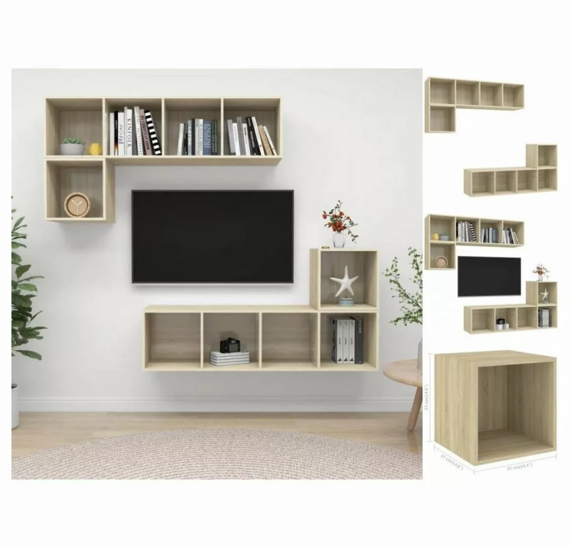 vidaXL Kleiderschrank 4-tlg TV-Schrank-Set Sonoma-Eiche Spanplatte günstig online kaufen
