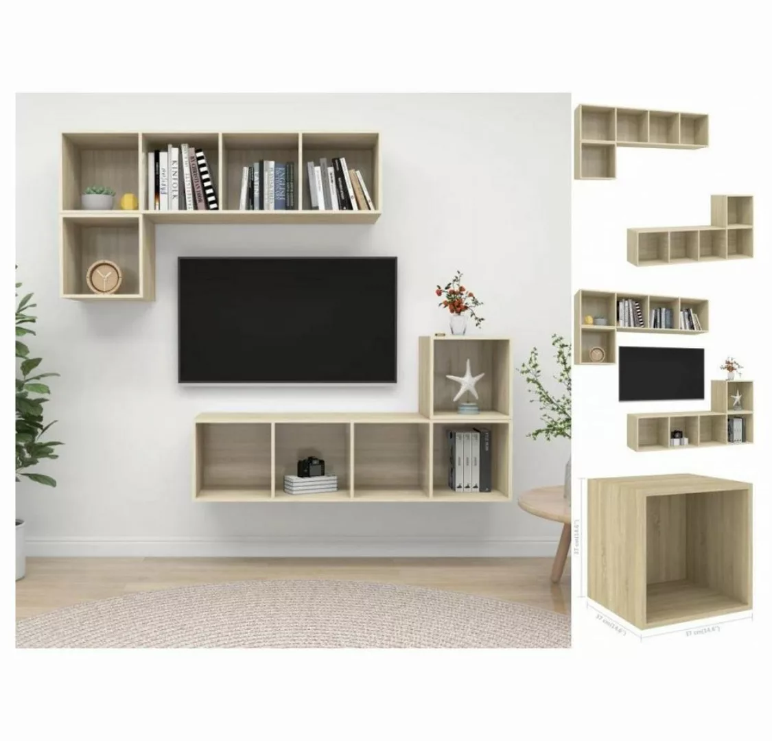 vidaXL TV-Schrank 4-tlg TV-Schrank-Set Sonoma-Eiche Spanplatte günstig online kaufen