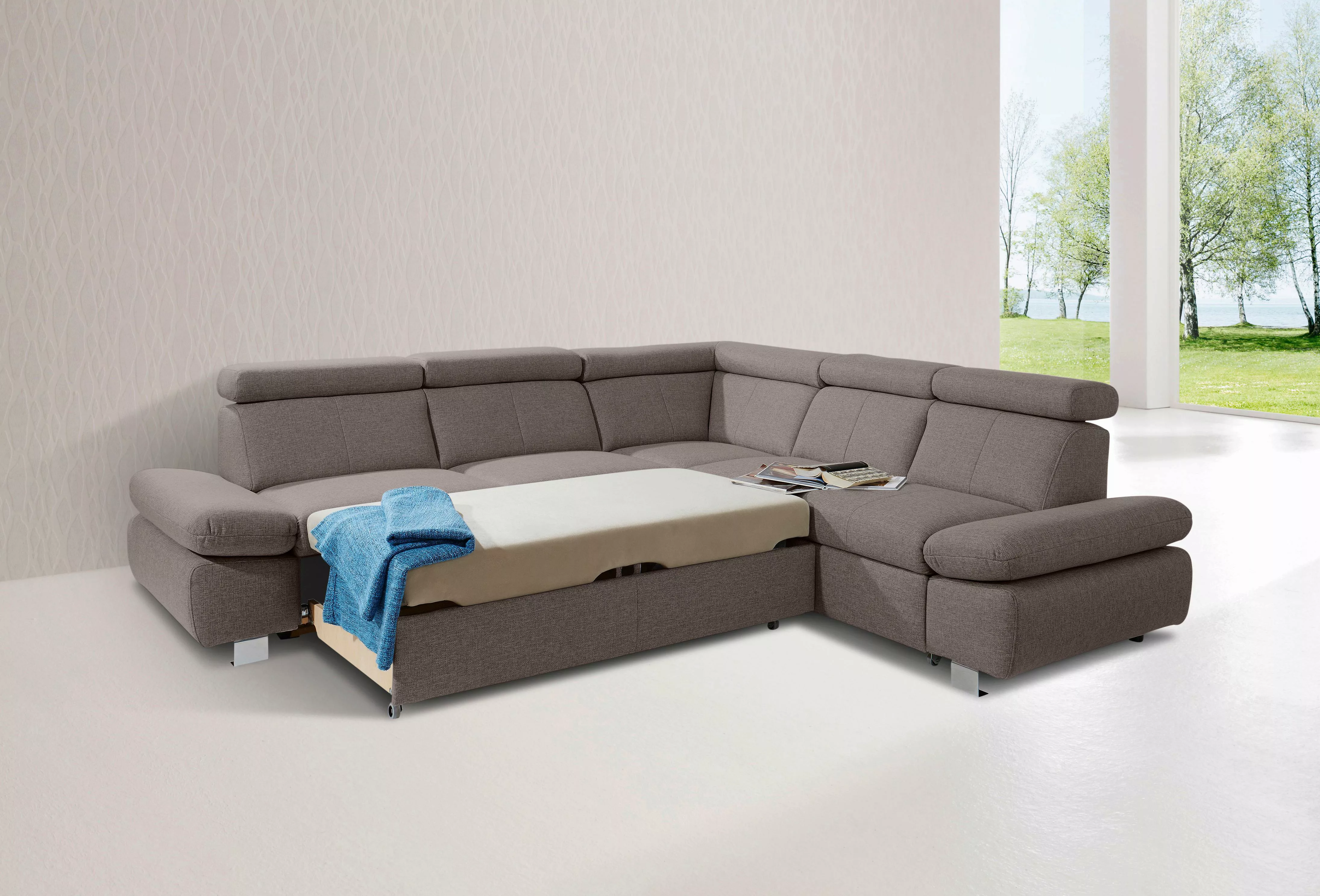 exxpo - sofa fashion Ecksofa Happy, L-Form, inkl. Kopf- und Armteilverstell günstig online kaufen