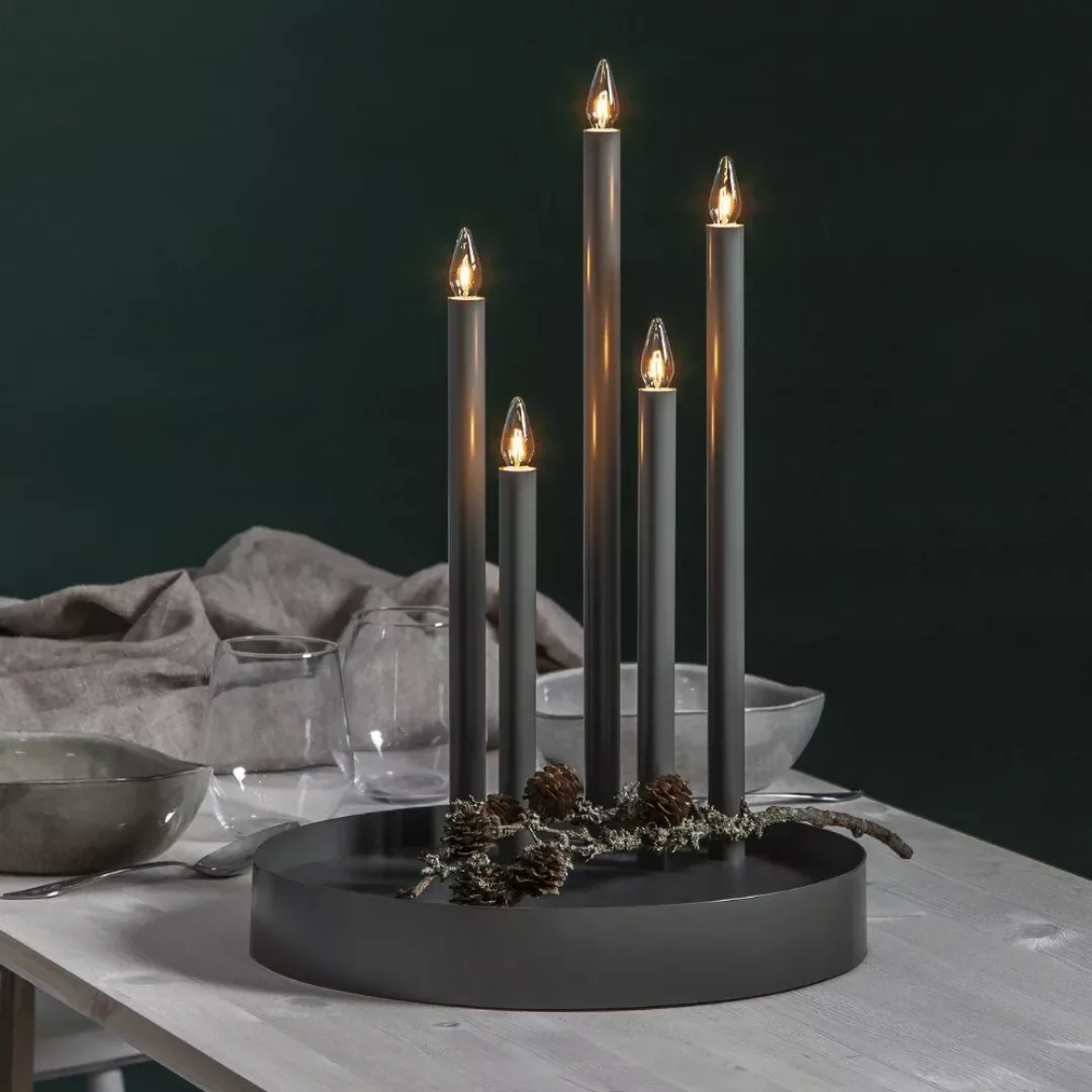 Kerzenleuchter Deco, fünfflammig, nebelgrau günstig online kaufen