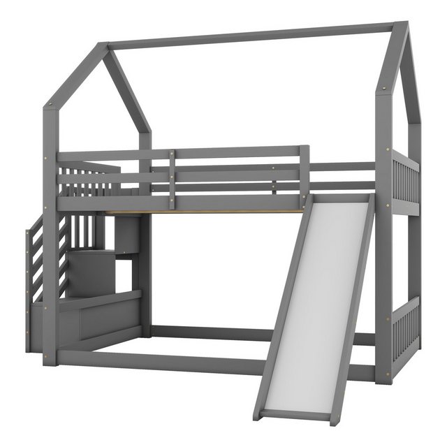 OKWISH Bett Etagenbett, Kinderbett, Hausbett 90x200cm (mit Geländer, geeign günstig online kaufen