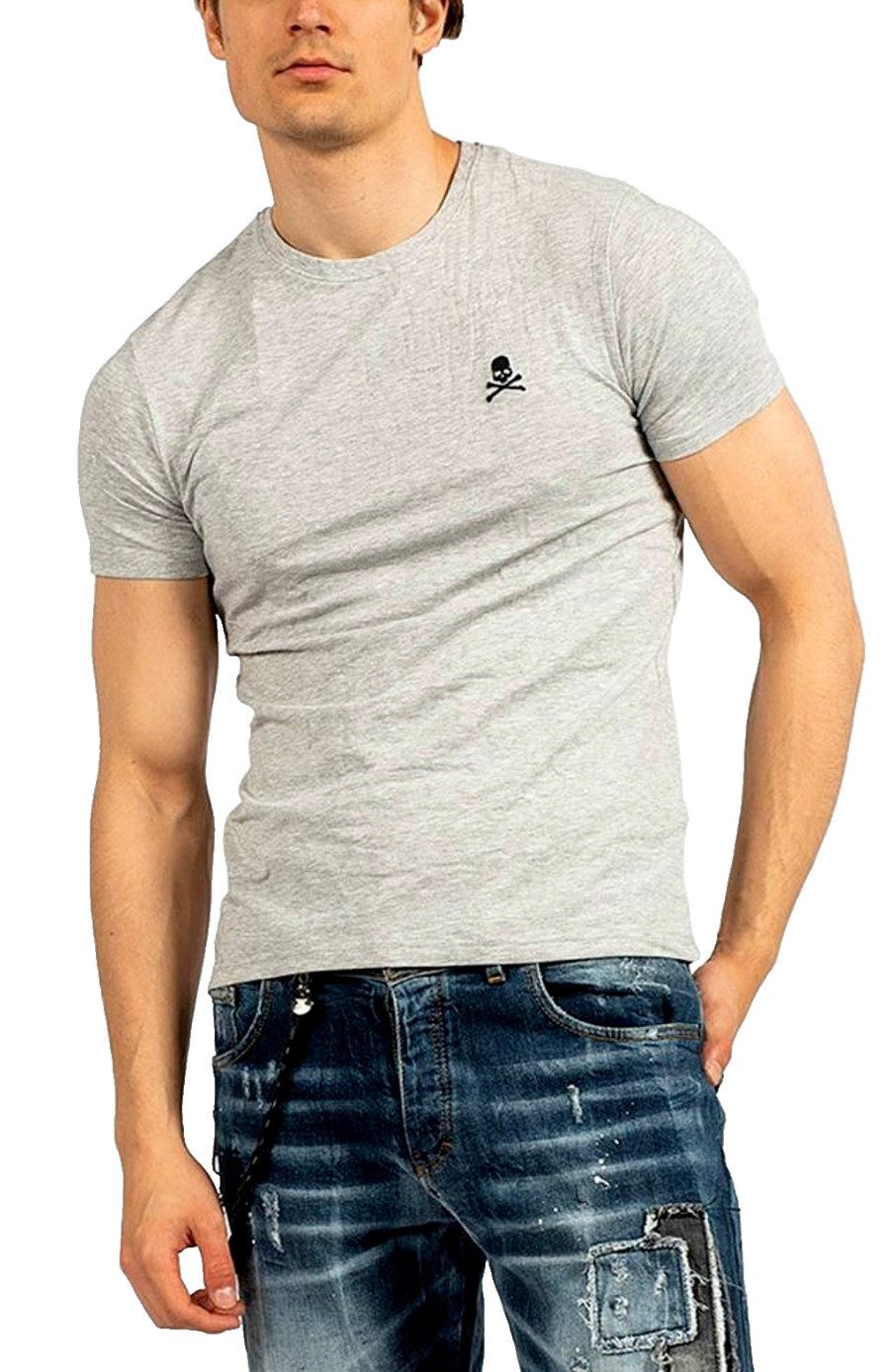 PHILIPP PLEIN T-Shirt Slim FIt Totenkopf-Logo günstig online kaufen