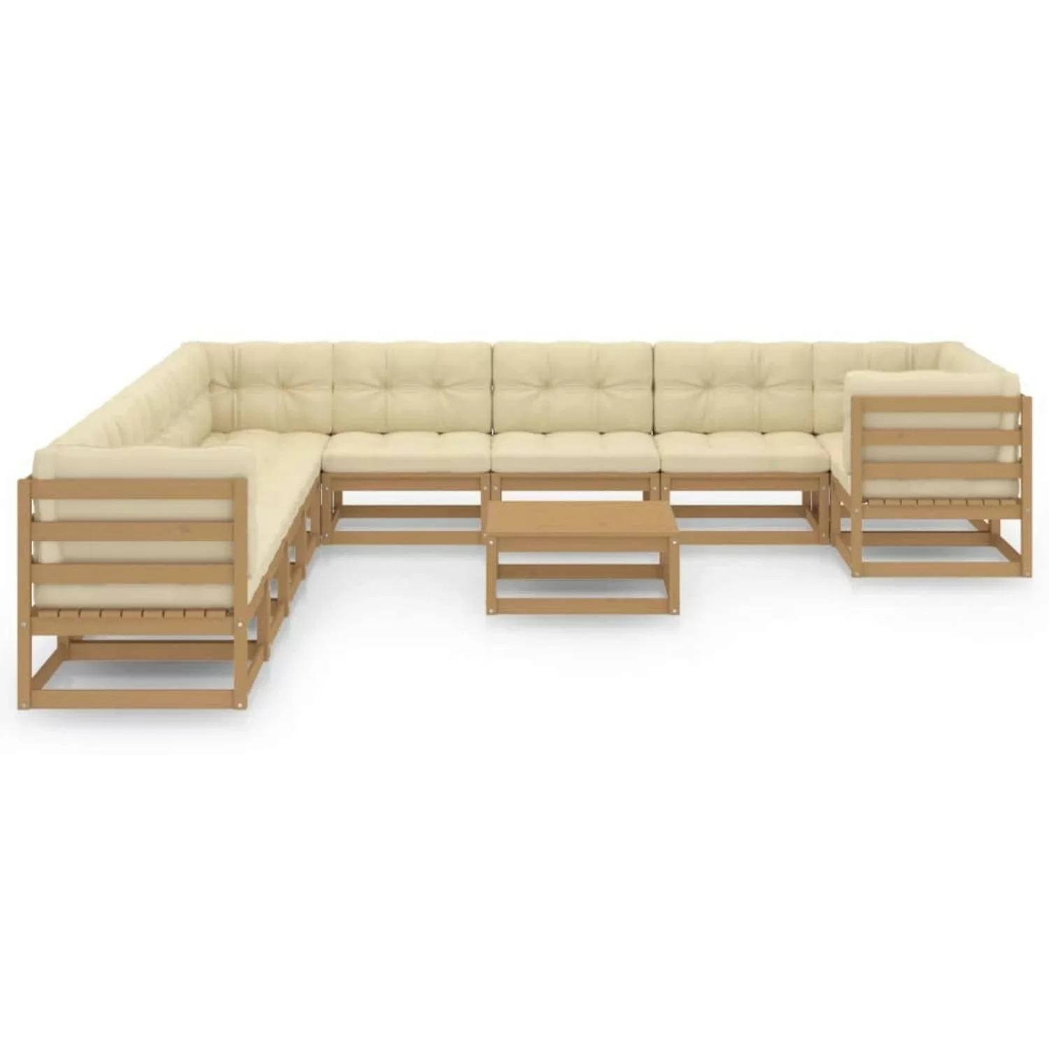 11-tlg. Garten-lounge-set Kissen Honigbraun Kiefer Massivholz günstig online kaufen