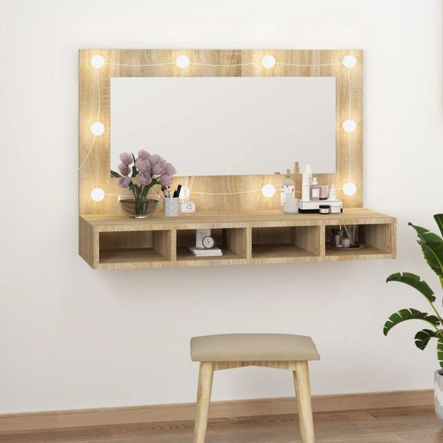 vidaXL Badezimmerspiegelschrank Spiegelschrank mit LED Sonoma-Eiche 90x31,5 günstig online kaufen